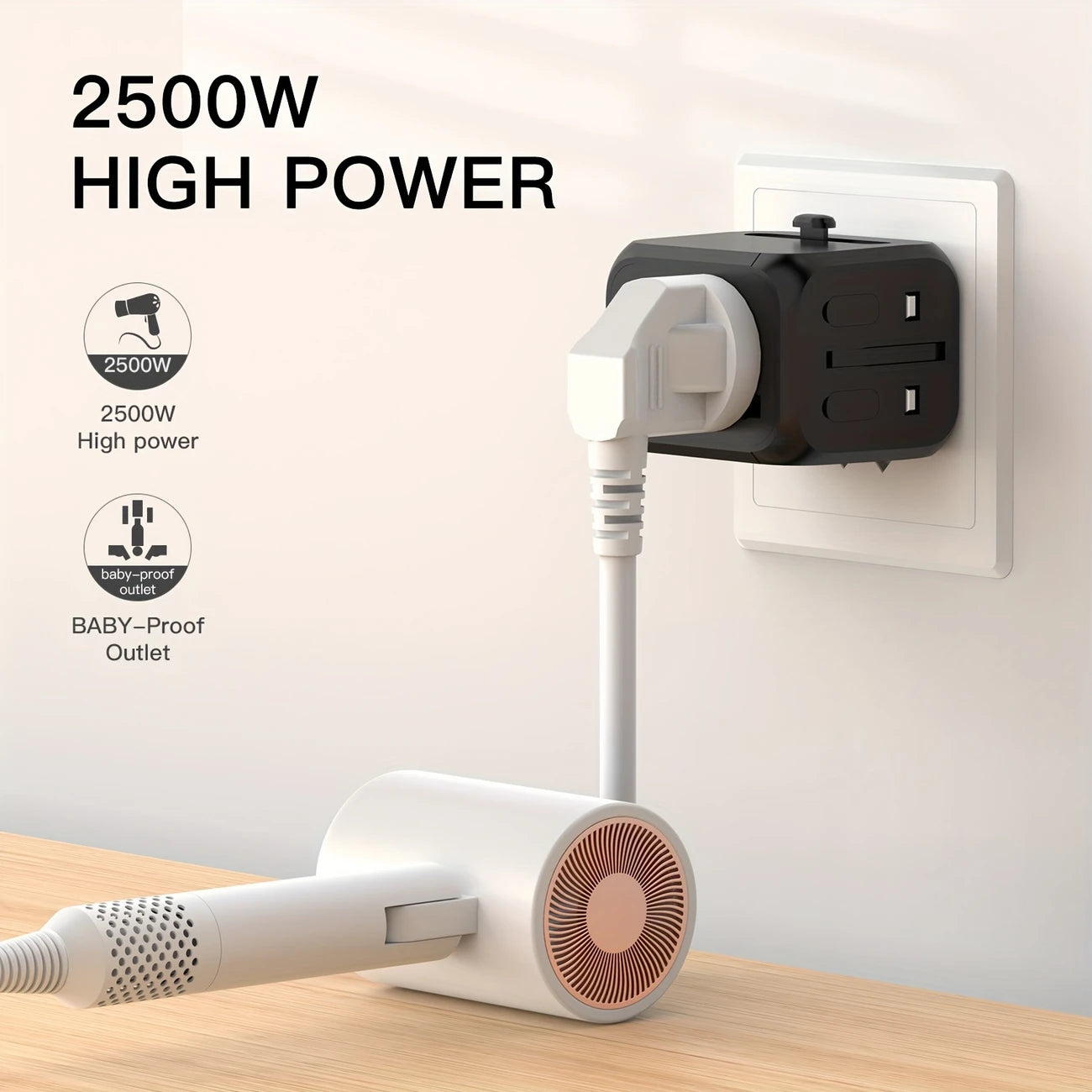 Compact Travel Adapter with Dual USB-C & USB-A Ports – Orange